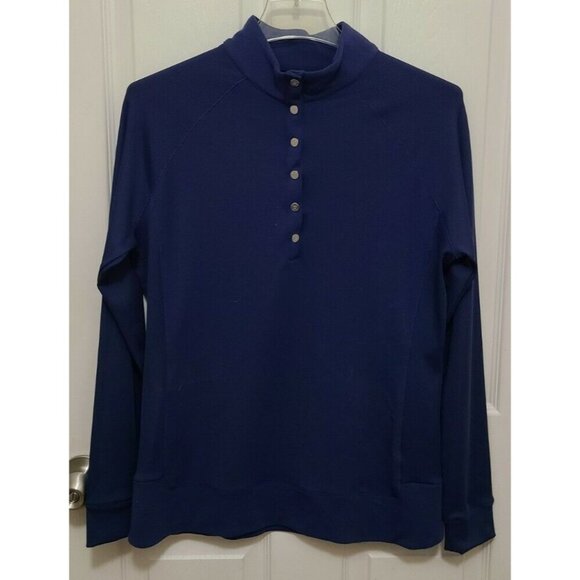 NEW EP New York Women's Long Sleeve 1/4 Snap Button Performance Pullover Blue M - Picture 1 of 12